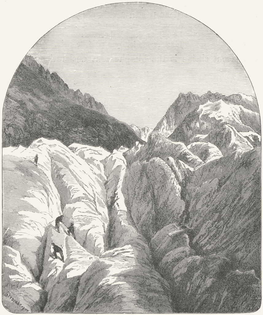 FRANCE. Glacier Climbing 1891 old antique vintage print picture